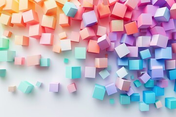 Obraz premium Abstract pastel cubes in a vibrant gradient representing creativity and modern design in a colorful and playful composition