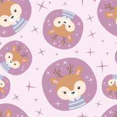 Cute Reindeer Seamless Pattern