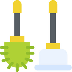 Vector Icon Toilet Brush, Hygienic, Plunger, Sanitary, Cleaning, Bathroom