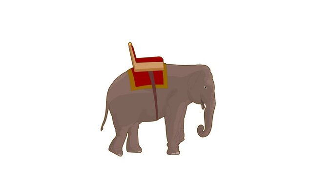 Animated Elephant Carrying a Palanquin Walking