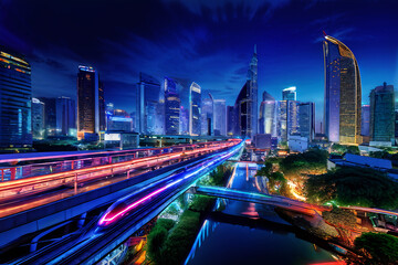Fototapeta premium Bangkok skyline at night