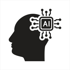 Artificial intelligence icon. Semiconductor. CPU. Processor. AI chip in hand icon