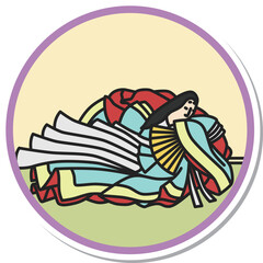 ステッカー風の円形シンプル百人一首　殷富門院大輔