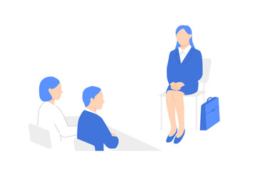 面接官と面接を受ける女性のイラスト