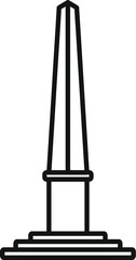 Simple line drawing of a tall obelisk standing on a pedestal, evoking history and ancient architecture