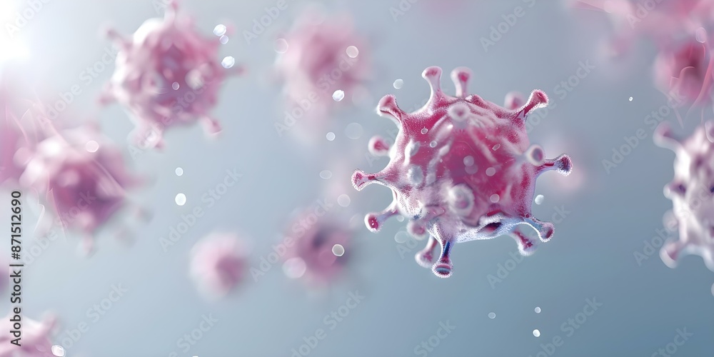 Aufkleber using 3d models in an infographic to demonstrate how enzymes support the immune system against virus