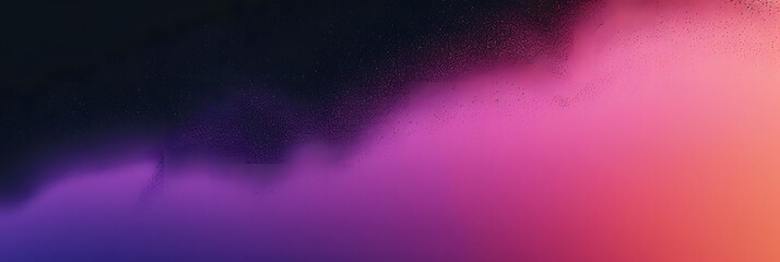 Fototapeta premium Abstract dark purple orange black grainy gradient background glowing pink magenta vibrant noise texture, colorful retro banner design