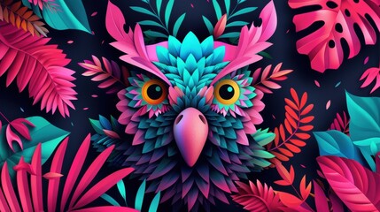 Fototapeta premium A series of neon animal patterns, each uniquely designed with vibrant colors and intricate details, ideal for backgrounds, textiles, or modern art compositions.