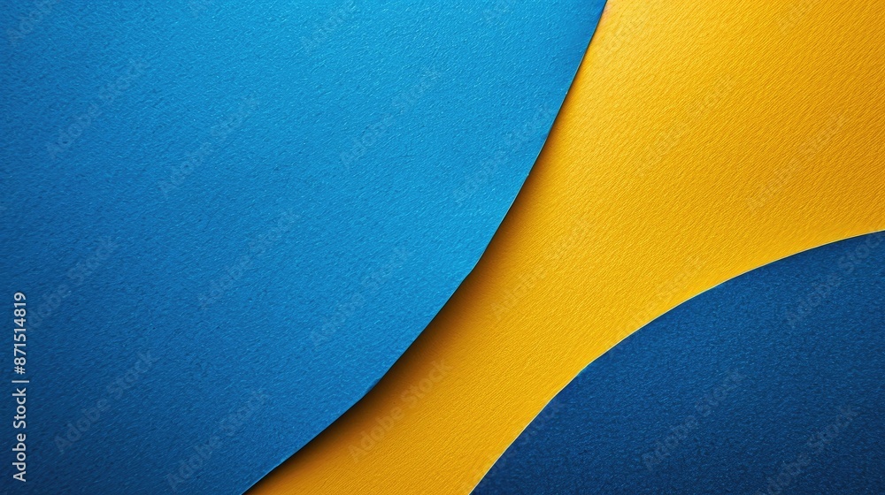 Poster vibrant blue and yellow textured paper background with space for text or objects