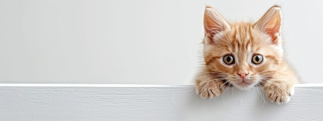  A tight shot of a cat poised atop a wall's edge, its paws gripping the brickwork, as it gazes curiously over its shoulder