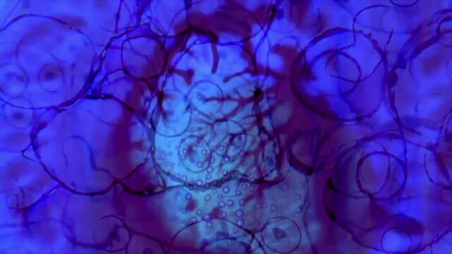 Liquid light show effect with cellular shapes.