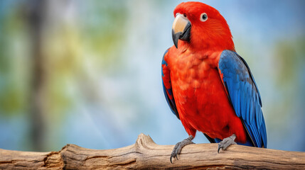 Obraz premium Vibrant graphic design of Eclectus Parrot with tropical colors, radiating warmth and beauty.