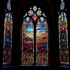 the AI Image Generator, Colorful religious stained glass window