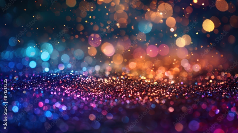 Aufkleber a mesmerizing array of glittery bokeh lights in rainbow colors, creating a magical and festive visua