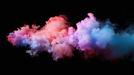 Soft pastel colored smoke clouds against a black background, creating a dreamy and ethereal visual effect.