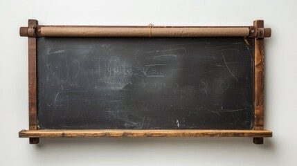 Obraz premium Blackboard and paper grip on white backdrop