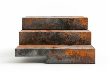 Corten steel podium A weathered Corten steel podium, with a unique rusty texture and a modern industrial aesthetic