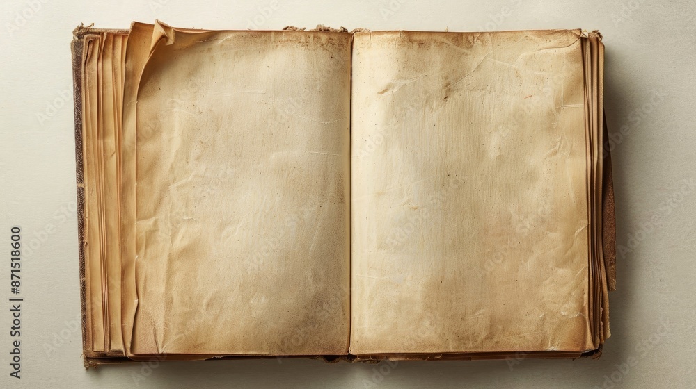 Poster blank book with open pages for text insertion top view