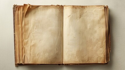 Blank book with open pages for text insertion top view