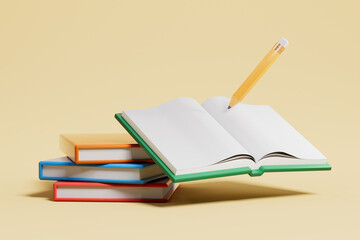 3D rendering book and reading picture