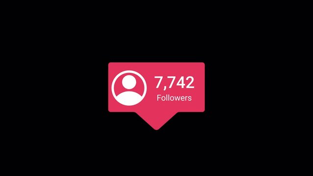 Social media 10K followers counting notification icon animation on alpha channel, Incoming followers counting notification animation 4k background video