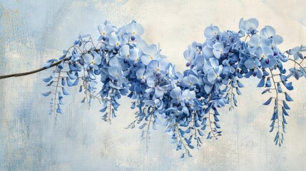 Blue Japanese wisteria heart for special occasions on vintage background