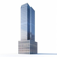 Fototapeta premium 3D Render, Low Poly style of a modern skyscraper, on isolated white background, Generative AI