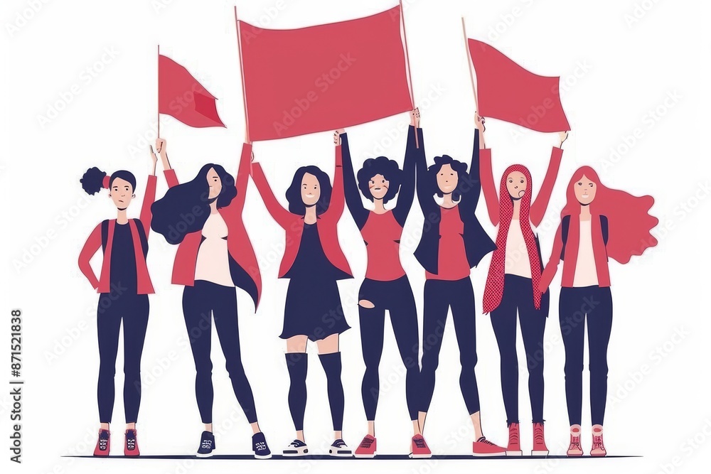 Aufkleber group of people waving flags representing celebration and unity in a colorful and dynamic illustrati