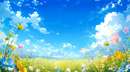 vector art beautiful flower in the garden style art anime