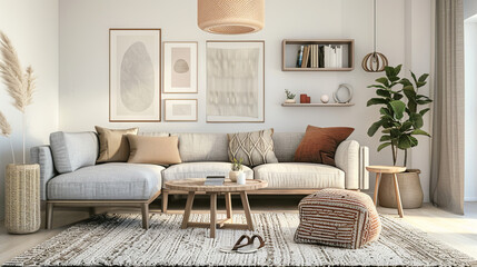 bohemian flair with modern sensibilities, creating a cozy and eclectic living space that's both stylish and comfortable.






