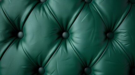 Exquisite close-up of a luxury green leather tufted headboard, elegant texture, elevate your bedroom's aesthetic, detailed design