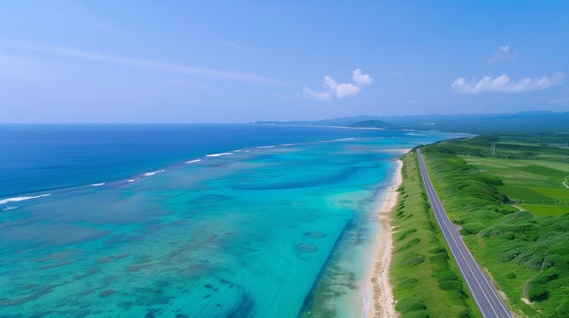 Okinawa Beach Road: A navigation screen for exploring the beaches and coastal roads of Okinawa