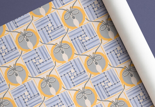 Rolled Wrap Paper Flatlay Mockup