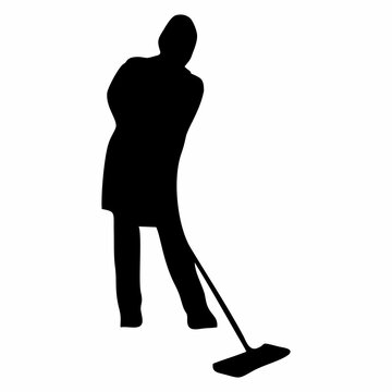 recommend clip art: silhouette of a person sweeping or mopping