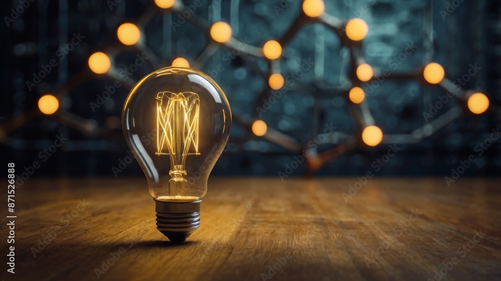 Poster evoke inventive thinking, design a scene where a bulb, symbolizing future tech, intersects with a br