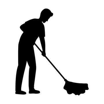 recommend clip art: silhouette of a person sweeping or mopping