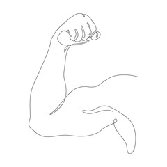 Continuous One Line Arm Bicep Flexing Pose Drawing Illustration. Editable Line. Adjustable Stroke Width.