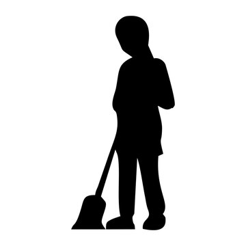 recommend clip art: silhouette of a person sweeping or mopping