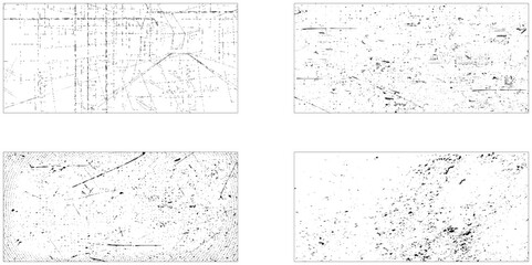 Grunge distress wall bundle image. Set of 4 textured black backgrounds. Retro backgrounds