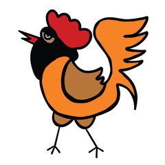 Orange chicken beautiful watercolor vector illustration