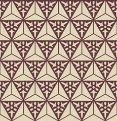 Japanese Triangle Star Checkered Vector Seamless Pattern