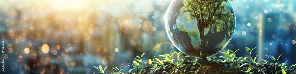 Fototapete conceptualized environmental protection and sustainable development esg. 3d computer graphics render