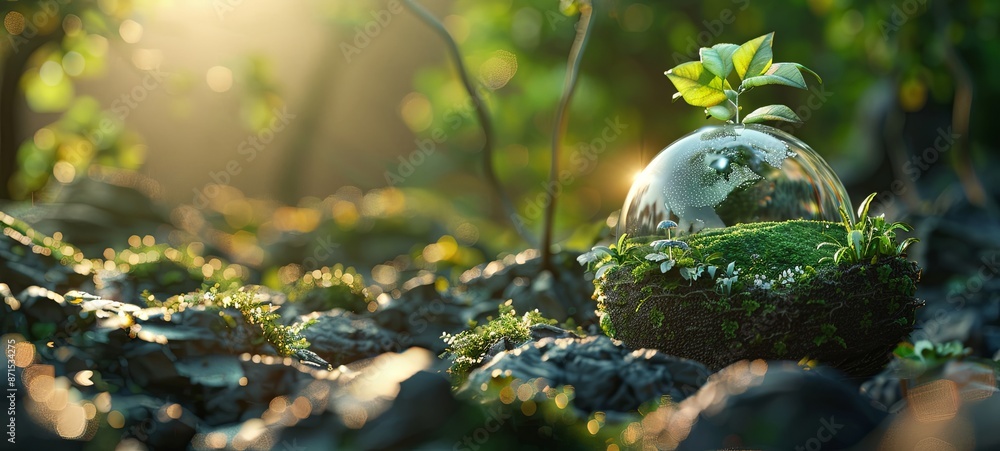 Poster conceptualized environmental protection and sustainable development esg. 3d computer graphics render