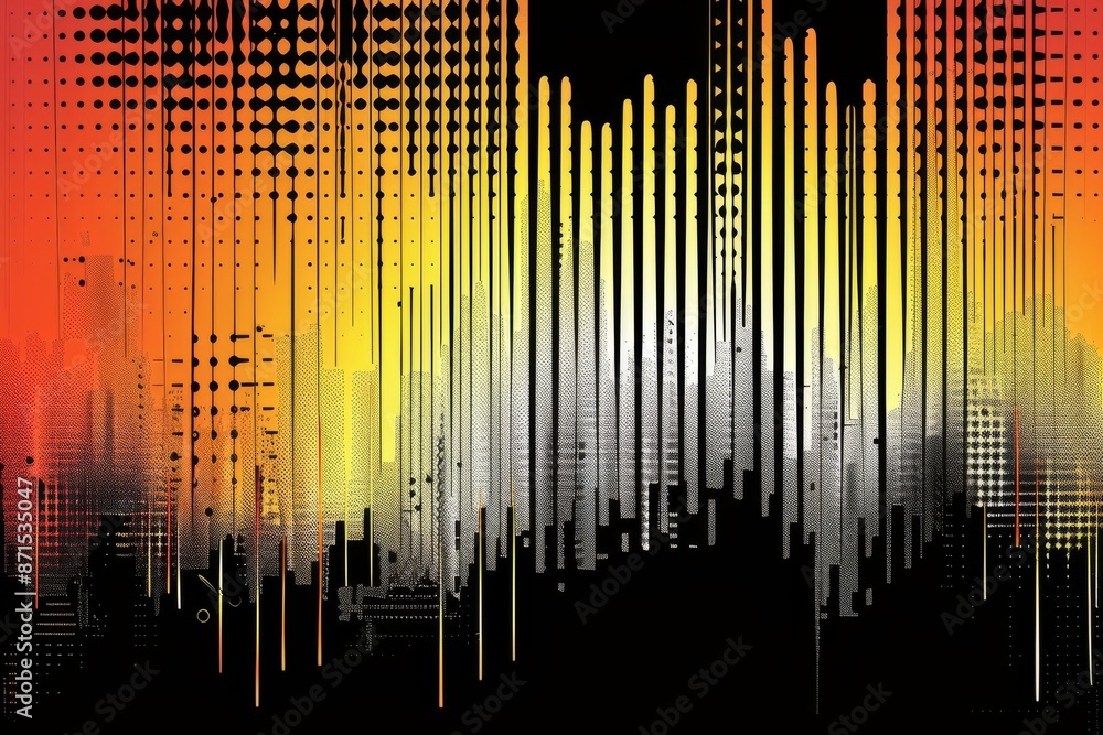 Poster Vibrant abstract pattern with colorful waves representing energy and creativity in a dynamic design