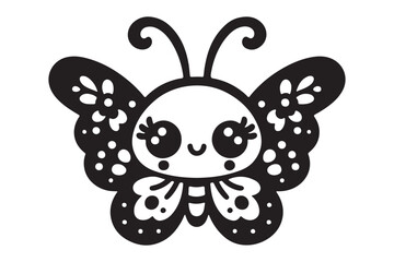 Cute Butterfly silhouette of vector illustration with white background