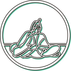 カラーシャドウ円形シンプル百人一首　河原左大臣