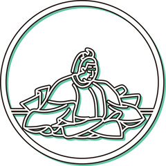 カラーシャドウ円形シンプル百人一首　光孝天皇