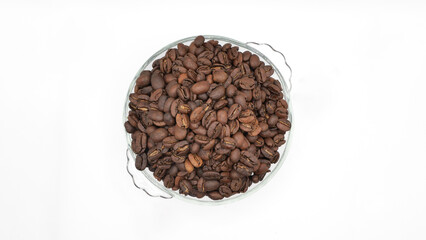 
Pile of coffee beans on a white background