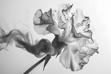 Black and white flowers in smoke