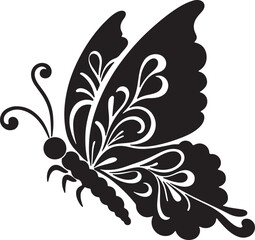Cute Butterfly silhouette of vector illustration with white background